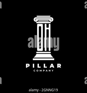 OH Monogram Logo Letter Pillars shape lawyer style vector, law firm company isolated in black background Stock Vector