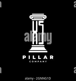 XS Monogram Logo Letter Pillars shape lawyer style vector, law firm company isolated in black background Stock Vector