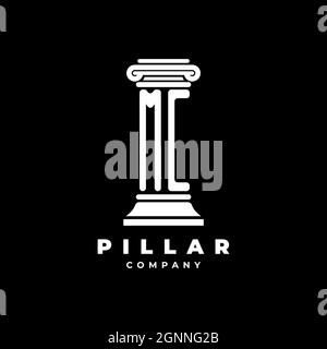 MC Monogram Logo Letter Pillars shape lawyer style vector, law firm company isolated in black background Stock Vector