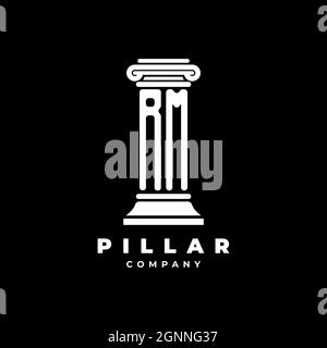 RM Monogram Logo Letter Pillars shape lawyer style vector, law firm company isolated in black background Stock Vector