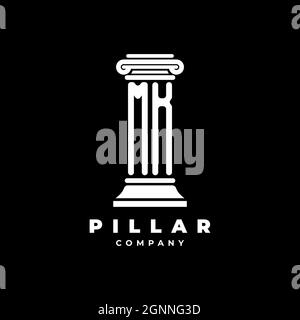 MK Monogram Logo Letter Pillars shape lawyer style vector, law firm company isolated in black background Stock Vector