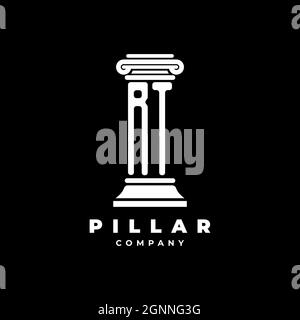RT Monogram Logo Letter Pillars shape lawyer style vector, law firm company isolated in black background Stock Vector