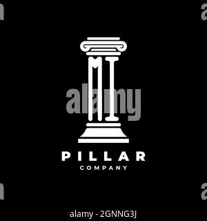 MI Monogram Logo Letter Pillars shape lawyer style vector, law firm company isolated in black background Stock Vector