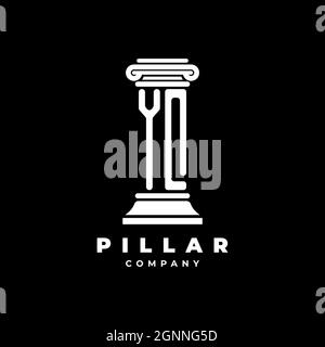 YQ Monogram Logo Letter Pillars shape lawyer style vector, law firm company isolated in black background Stock Vector