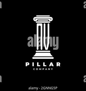 NV Monogram Logo Letter Pillars shape lawyer style vector, law firm company isolated in black background Stock Vector