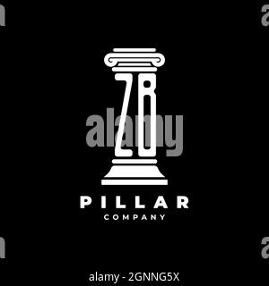 ZB Monogram Logo Letter Pillars shape lawyer style vector, law firm company isolated in black background Stock Vector
