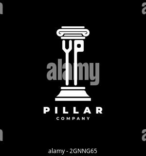 YP Monogram Logo Letter Pillars shape lawyer style vector, law firm company isolated in black background Stock Vector