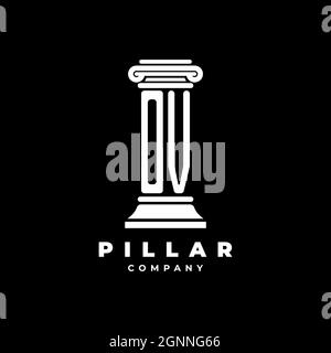 OV Monogram Logo Letter Pillars shape lawyer style vector, law firm company isolated in black background Stock Vector
