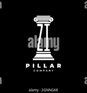 ZI Monogram Logo Letter Pillars shape lawyer style vector, law firm company isolated in black background Stock Vector