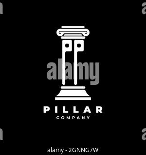 PP Monogram Logo Letter Pillars shape lawyer style vector, law firm company isolated in black background Stock Vector