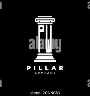 PW Monogram Logo Letter Pillars shape lawyer style vector, law firm company isolated in black background Stock Vector