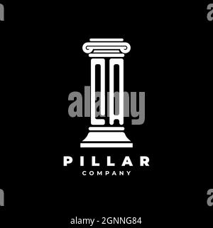 QA Monogram Logo Letter Pillars shape lawyer style vector, law firm company isolated in black background Stock Vector