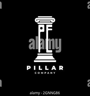 PE Monogram Logo Letter Pillars shape lawyer style vector, law firm company isolated in black background Stock Vector