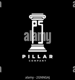 PS Monogram Logo Letter Pillars shape lawyer style vector, law firm company isolated in black background Stock Vector