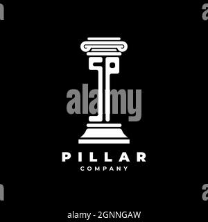 SP Monogram Logo Letter Pillars shape lawyer style vector, law firm company isolated in black background Stock Vector