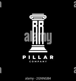 RR Monogram Logo Letter Pillars shape lawyer style vector, law firm company isolated in black background Stock Vector