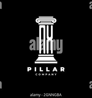 NX Monogram Logo Letter Pillars shape lawyer style vector, law firm company isolated in black background Stock Vector