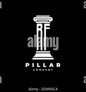 RF Monogram Logo Letter Pillars shape lawyer style vector, law firm company isolated in black background Stock Vector