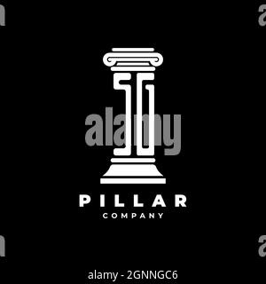 SG Monogram Logo Letter Pillars shape lawyer style vector, law firm company isolated in black background Stock Vector