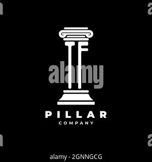 TF Monogram Logo Letter Pillars shape lawyer style vector, law firm company isolated in black background Stock Vector