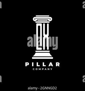 QX Monogram Logo Letter Pillars shape lawyer style vector, law firm company isolated in black background Stock Vector
