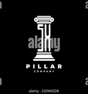 SX Monogram Logo Letter Pillars shape lawyer style vector, law firm company isolated in black background Stock Vector