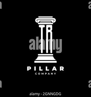 TR Monogram Logo Letter Pillars shape lawyer style vector, law firm company isolated in black background Stock Vector