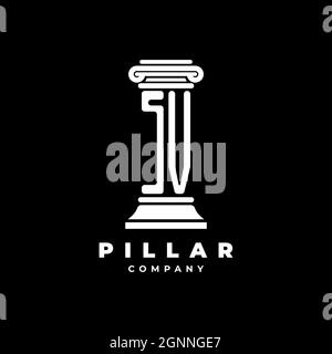 SV Monogram Logo Letter Pillars shape lawyer style vector, law firm company isolated in black background Stock Vector