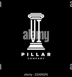 VI Monogram Logo Letter Pillars shape lawyer style vector, law firm company isolated in black background Stock Vector