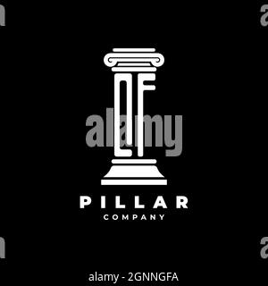 QF Monogram Logo Letter Pillars shape lawyer style vector, law firm company isolated in black background Stock Vector