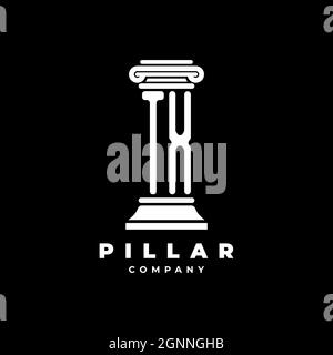 TX Monogram Logo Letter Pillars shape lawyer style vector, law firm company isolated in black background Stock Vector