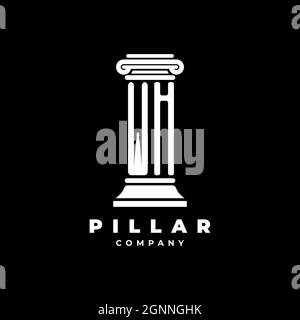 WH Monogram Logo Letter Pillars shape lawyer style vector, law firm company isolated in black background Stock Vector