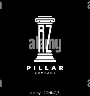 RZ Monogram Logo Letter Pillars shape lawyer style vector, law firm company isolated in black background Stock Vector