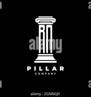 RN Monogram Logo Letter Pillars shape lawyer style vector, law firm company isolated in black background Stock Vector