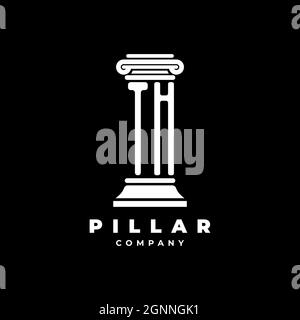 TH Monogram Logo Letter Pillars shape lawyer style vector, law firm company isolated in black background Stock Vector