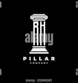 RH Monogram Logo Letter Pillars shape lawyer style vector, law firm company isolated in black background Stock Vector
