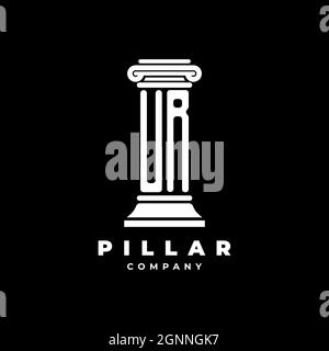 UR Monogram Logo Letter Pillars shape lawyer style vector, law firm company isolated in black background Stock Vector