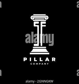 SF Monogram Logo Letter Pillars shape lawyer style vector, law firm company isolated in black background Stock Vector
