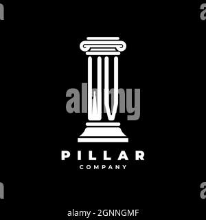 WV Monogram Logo Letter Pillars shape lawyer style vector, law firm company isolated in black background Stock Vector