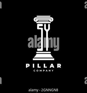 SY Monogram Logo Letter Pillars shape lawyer style vector, law firm company isolated in black background Stock Vector