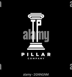 TP Monogram Logo Letter Pillars shape lawyer style vector, law firm company isolated in black background Stock Vector