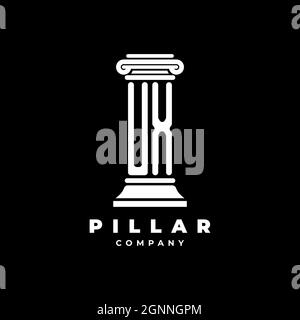 UX Monogram Logo Letter Pillars shape lawyer style vector, law firm company isolated in black background Stock Vector