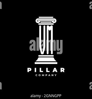 VM Monogram Logo Letter Pillars shape lawyer style vector, law firm company isolated in black background Stock Vector