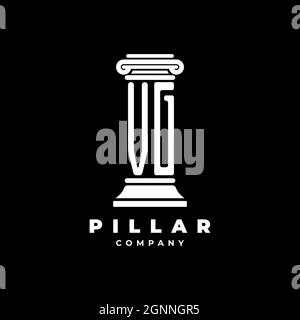 VG Monogram Logo Letter Pillars shape lawyer style vector, law firm company isolated in black background Stock Vector