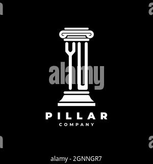 YU Monogram Logo Letter Pillars shape lawyer style vector, law firm company isolated in black background Stock Vector