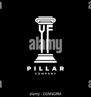YF Monogram Logo Letter Pillars shape lawyer style vector, law firm company isolated in black background Stock Vector