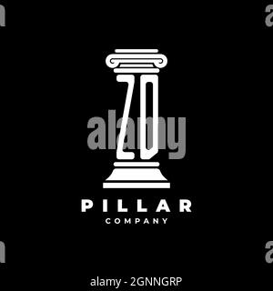 ZD Monogram Logo Letter Pillars shape lawyer style vector, law firm company isolated in black background Stock Vector