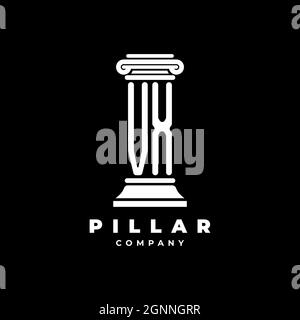 VX Monogram Logo Letter Pillars shape lawyer style vector, law firm company isolated in black background Stock Vector