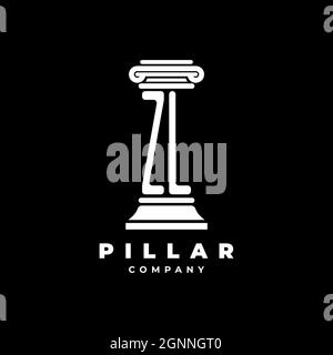 ZL Monogram Logo Letter Pillars shape lawyer style vector, law firm company isolated in black background Stock Vector