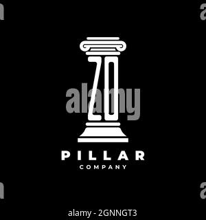 ZO Monogram Logo Letter Pillars shape lawyer style vector, law firm company isolated in black background Stock Vector